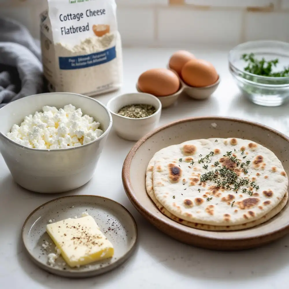 Ingredients for cottage cheese flatbread recipe