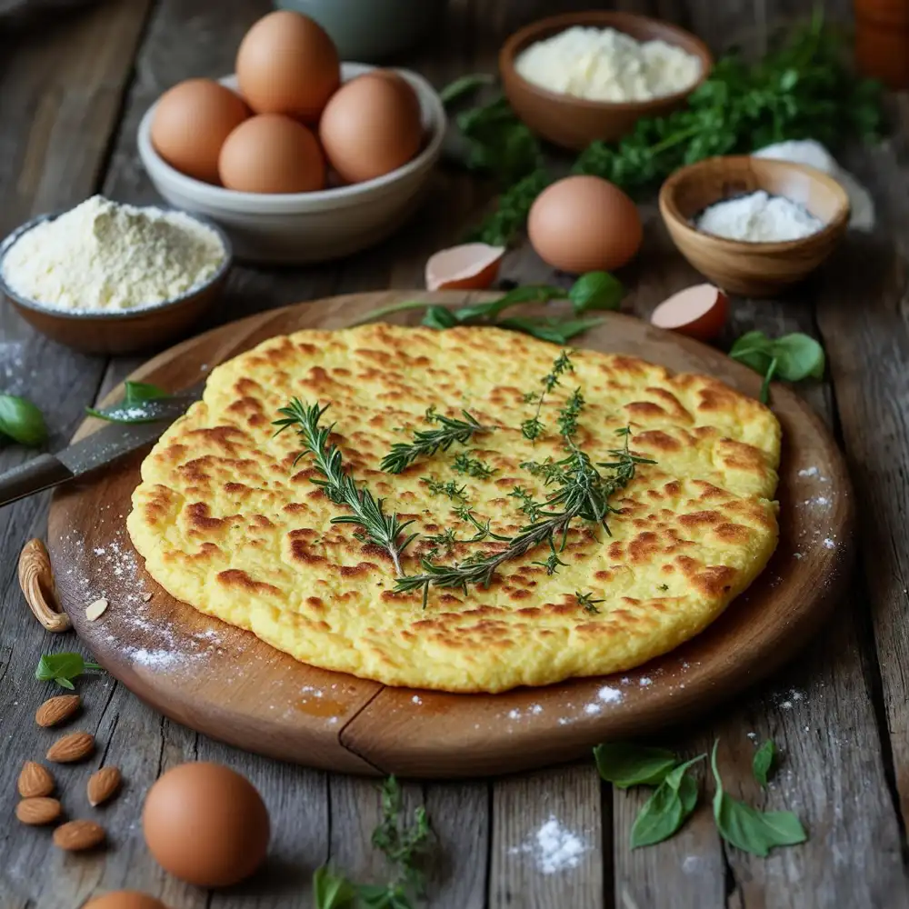 Cottage cheese flatbread recipe on rustic wooden table