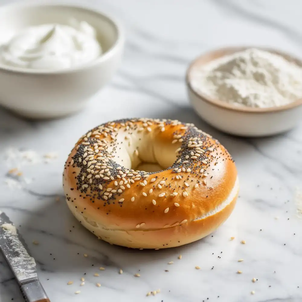 Ingredients for keto bagel recipe with Greek yogurt
