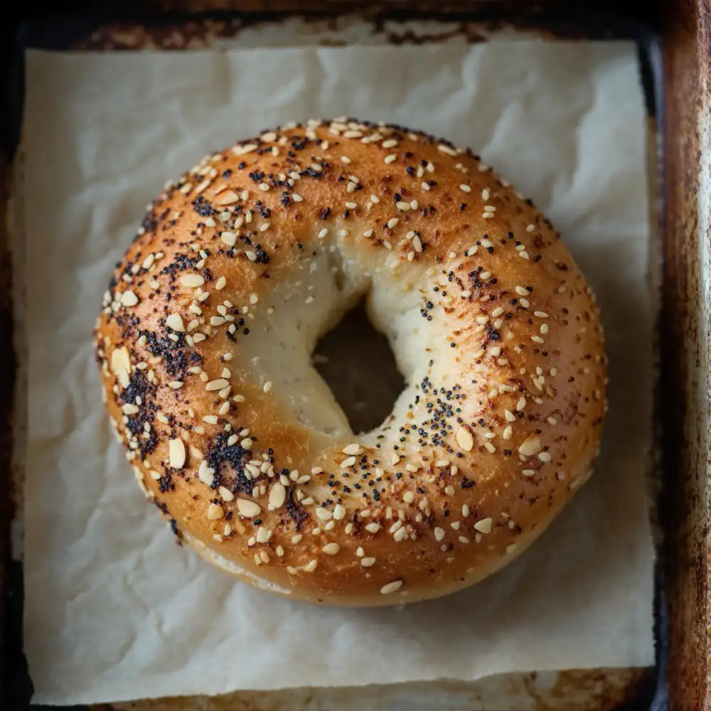 Keto bagel recipe with Greek yogurt on a baking tray