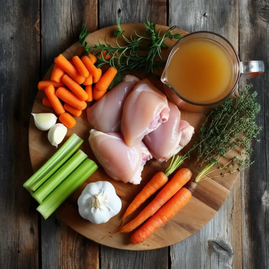 Ingredients for a classic gluten free Crockpot chicken stew