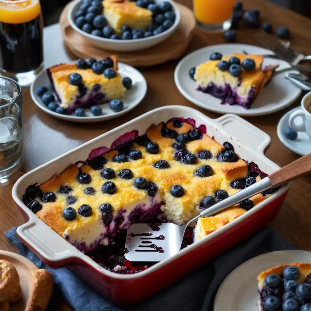 Baked blueberry cottage cheese breakfast casserole
