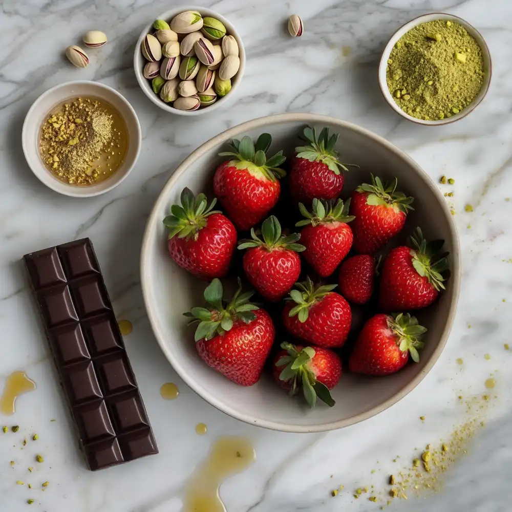 Ingredients for making Dubai chocolate strawberries