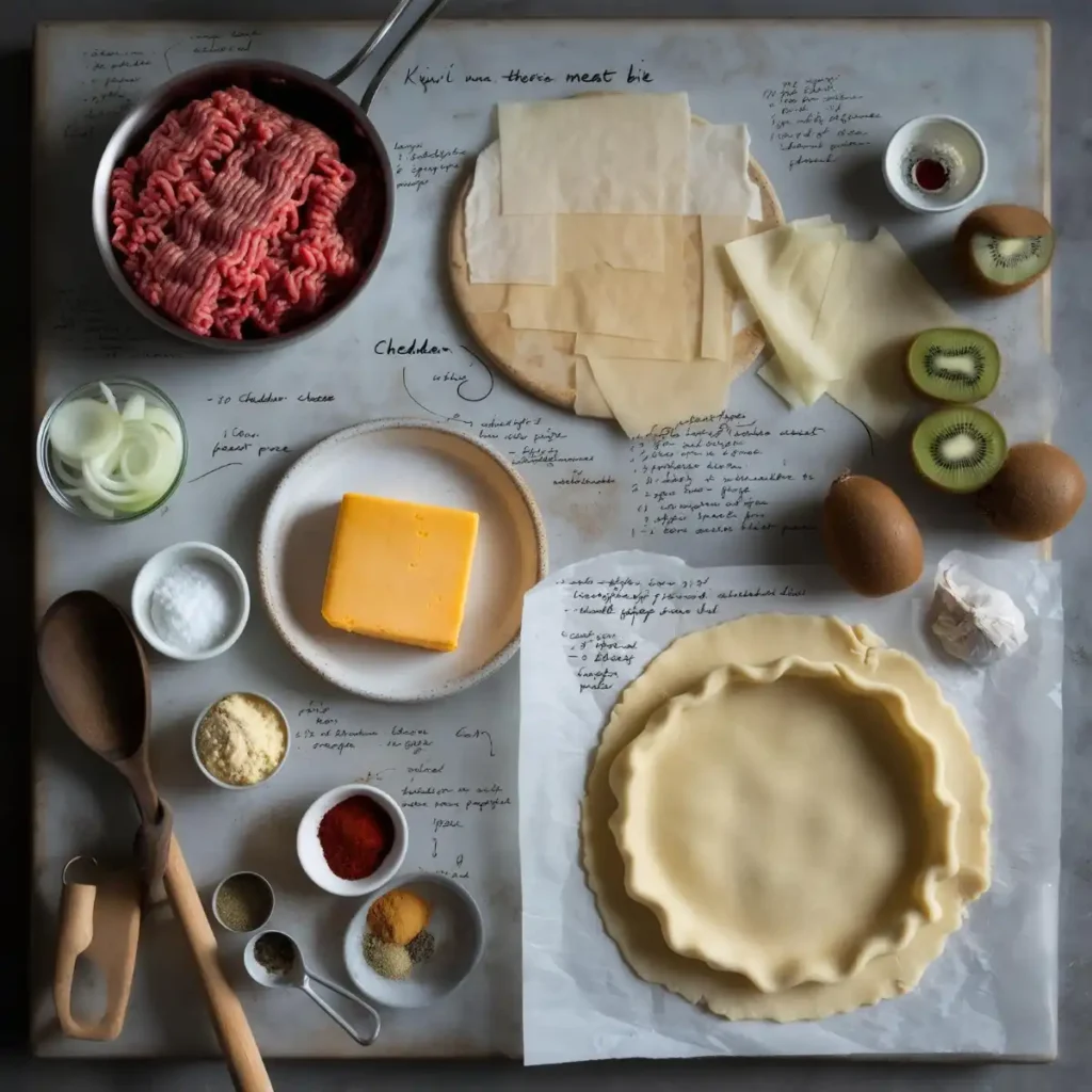 Ingredients for traditional Kiwiana meat pie