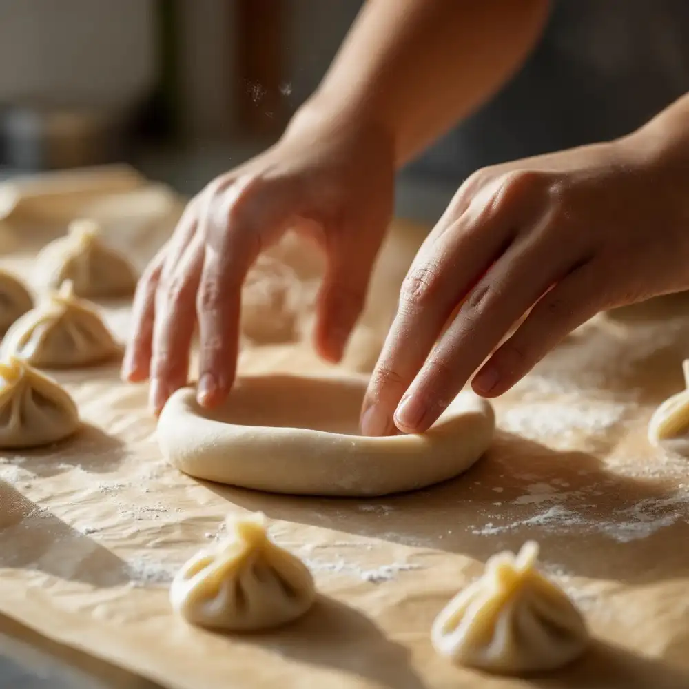 Rolling low-carb dumpling dough