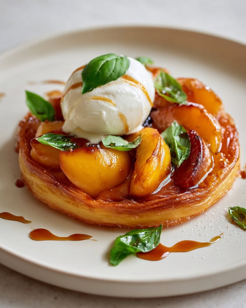caramel peach tatin burrata