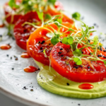 confited tomato avocado lime slices