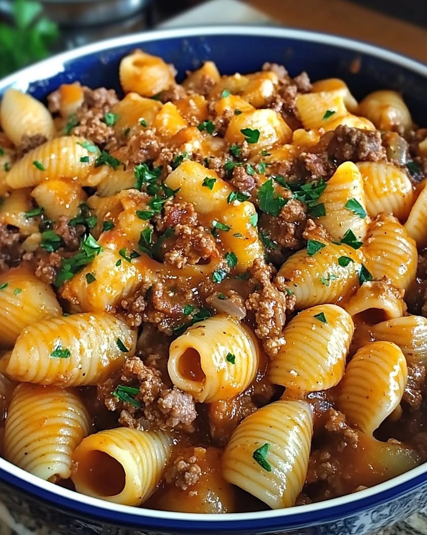 creamy beef and shells