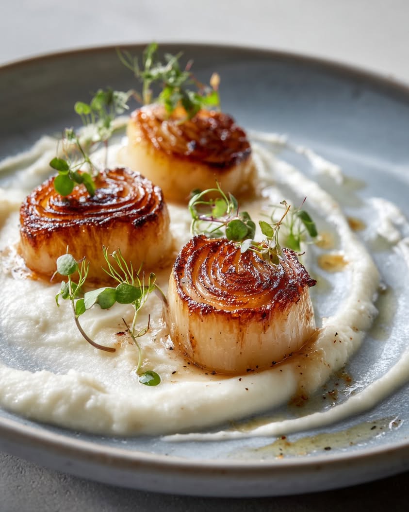 leek scallops cauliflower puree