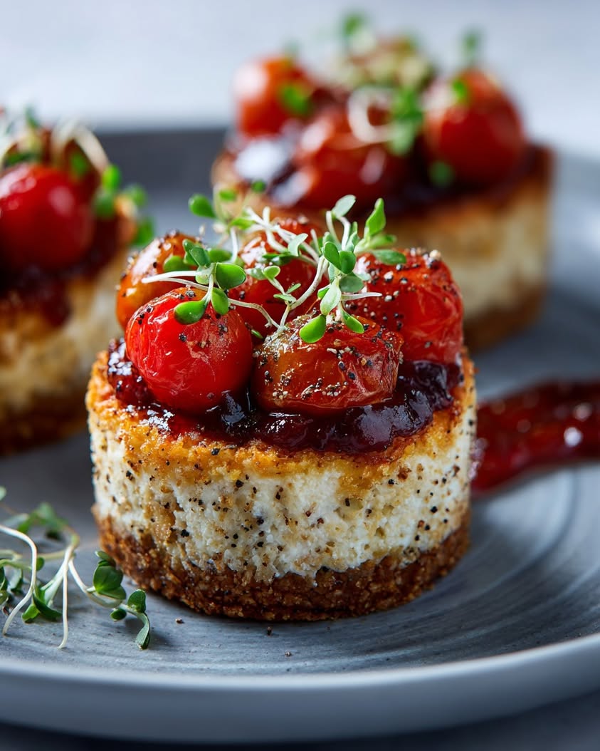 not so sweet cheesecake tomato glaze