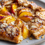 rustic peach burrata tart almond