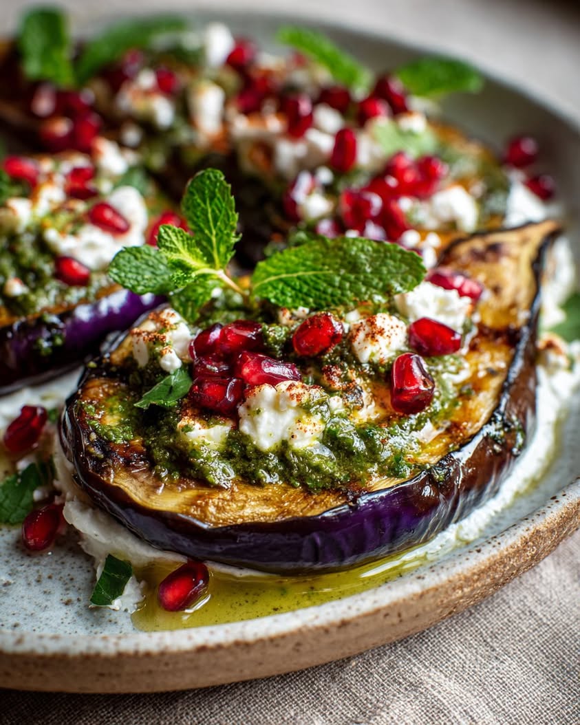 smoked eggplant labneh zhoug feta
