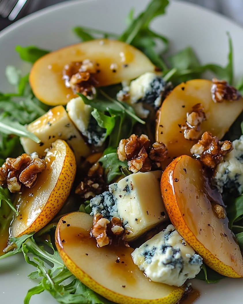 caramelized pear blue cheese salad