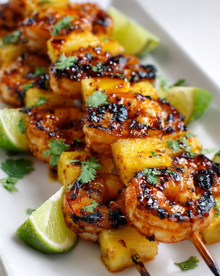 chili lime shrimp pineapple skewers