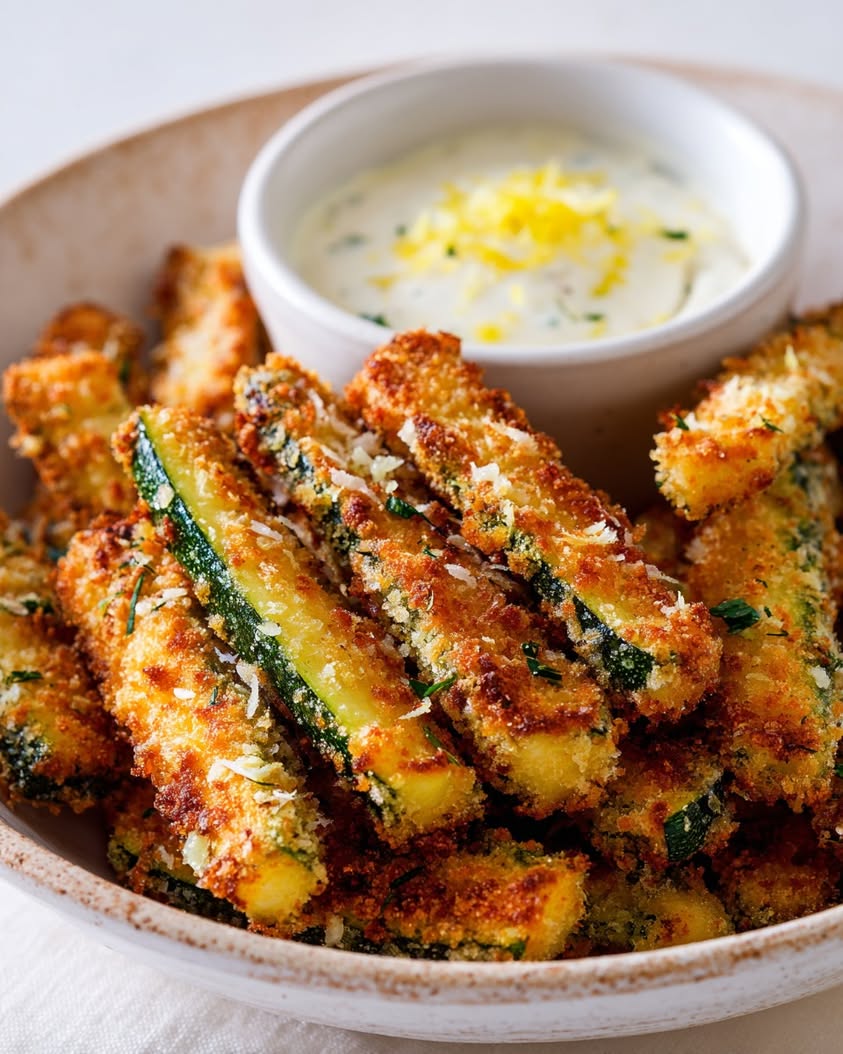 crispy zucchini fries lemon dip