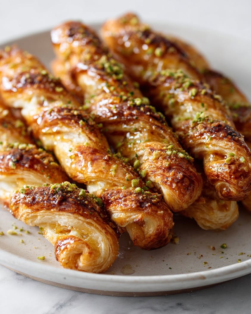 feta hot honey pistachio twists