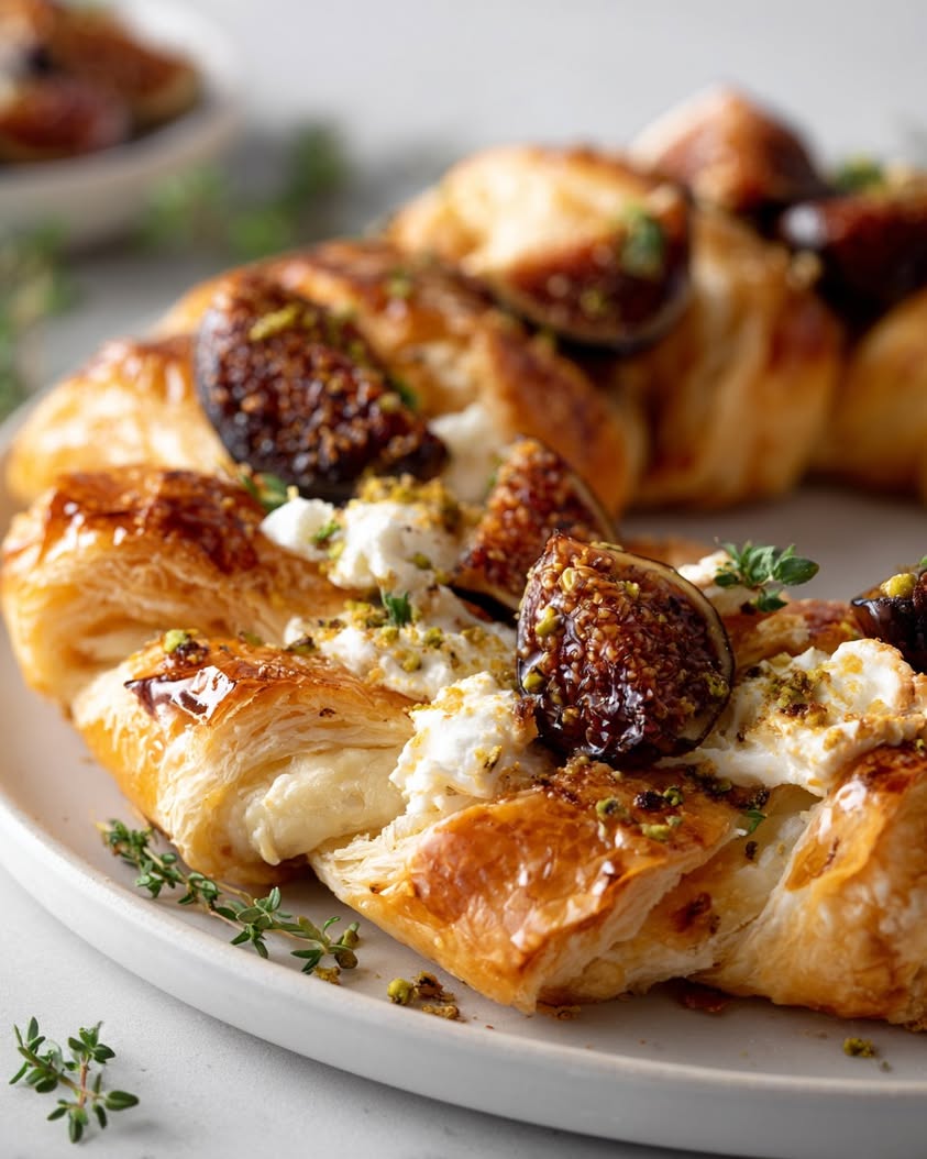 golden fig pistachio burrata wreath