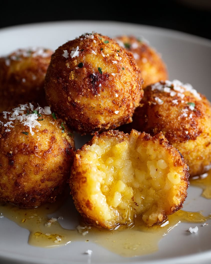 golden saffron parmesan arancini truffle