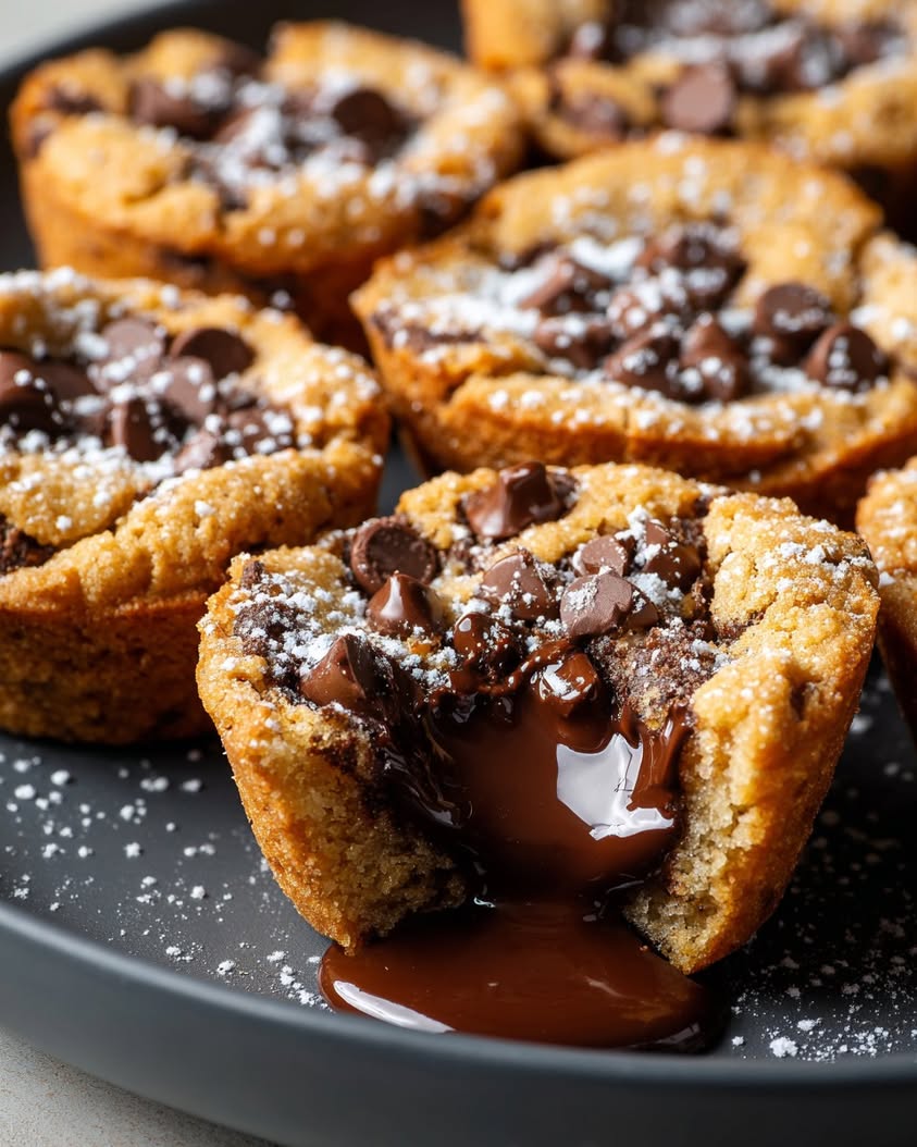 gooey chocolate chip cookie cups