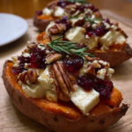 maple pecan brie stuffed sweet potatoes