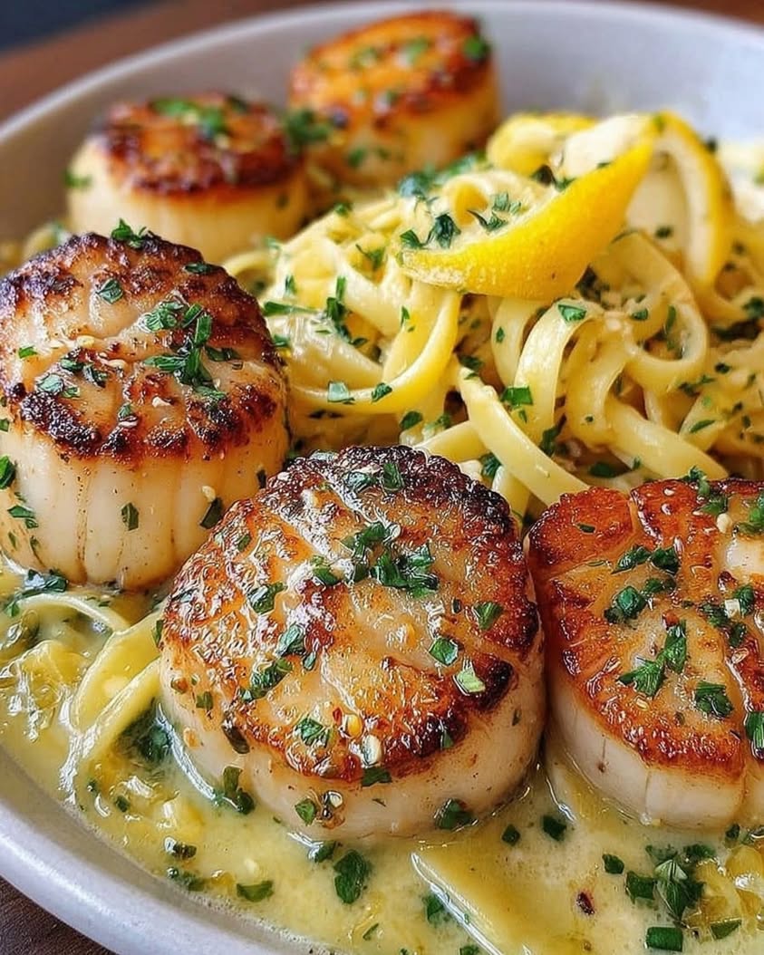 pan seared scallops lemon butter pasta