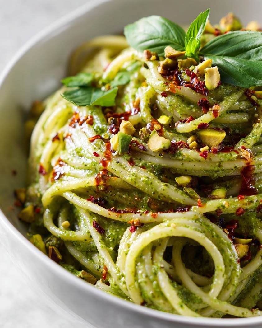 pistachio avocado pesto pasta