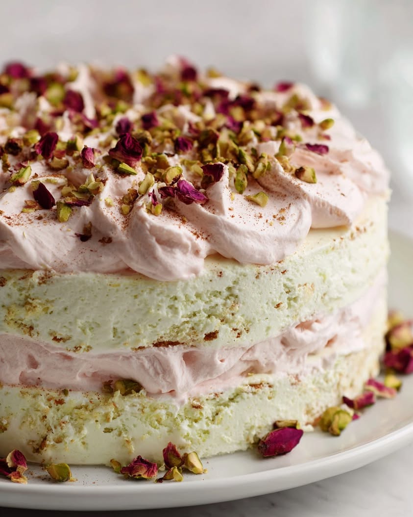 pistachio rosewater cloud cake