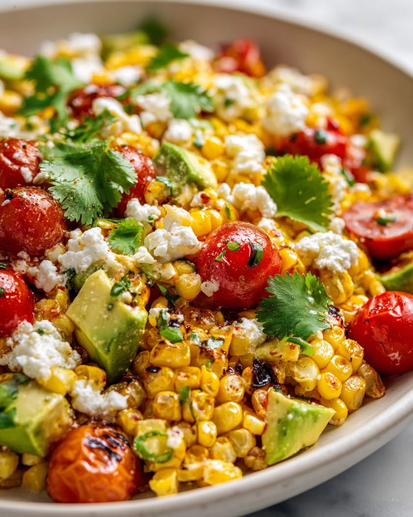 roasted corn whipped feta salad