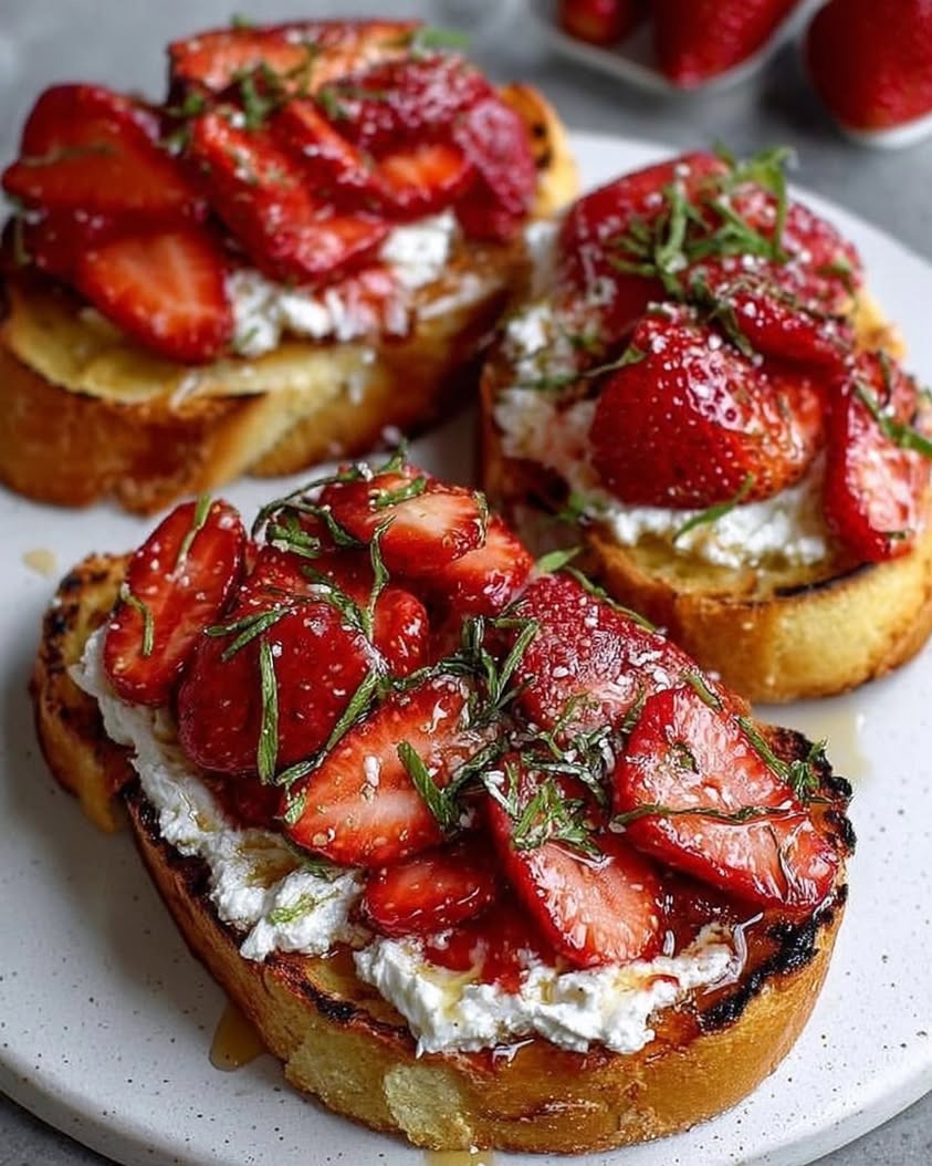 roasted strawberry whipped ricotta toast