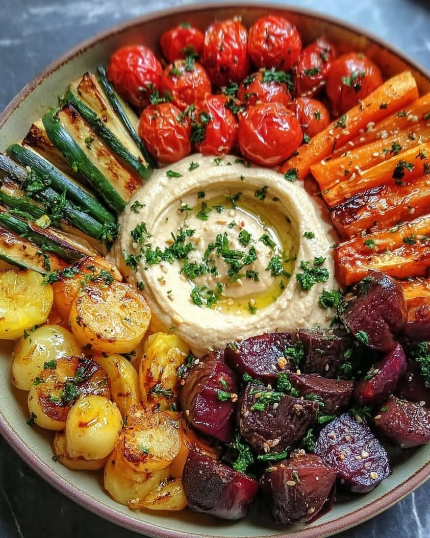 roasted veggie hummus bowl