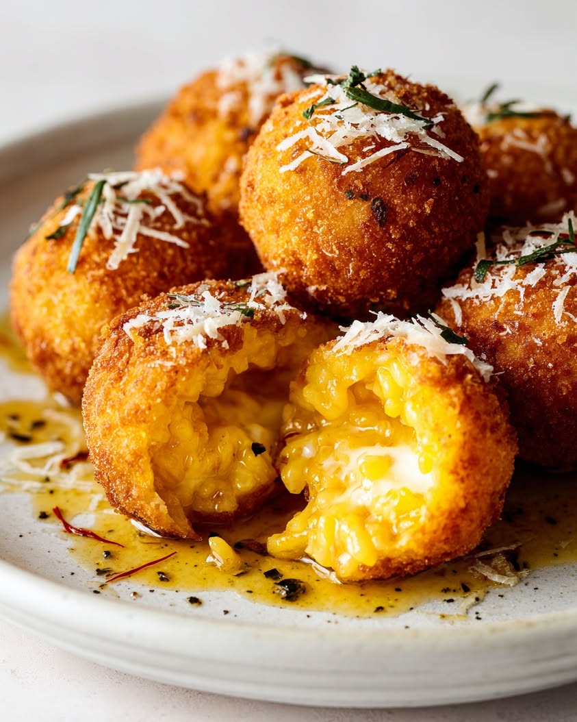 saffron parmesan arancini truffle honey