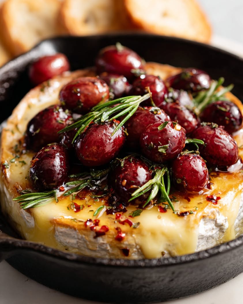 skillet baked brie roasted grapes