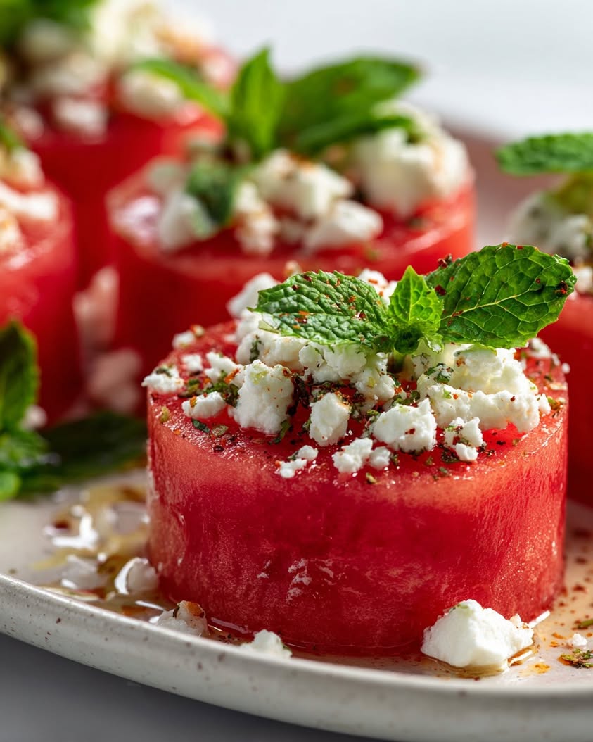 spicy watermelon feta cups tajin
