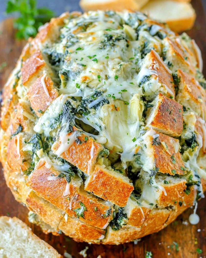 spinach artichoke pull apart bread