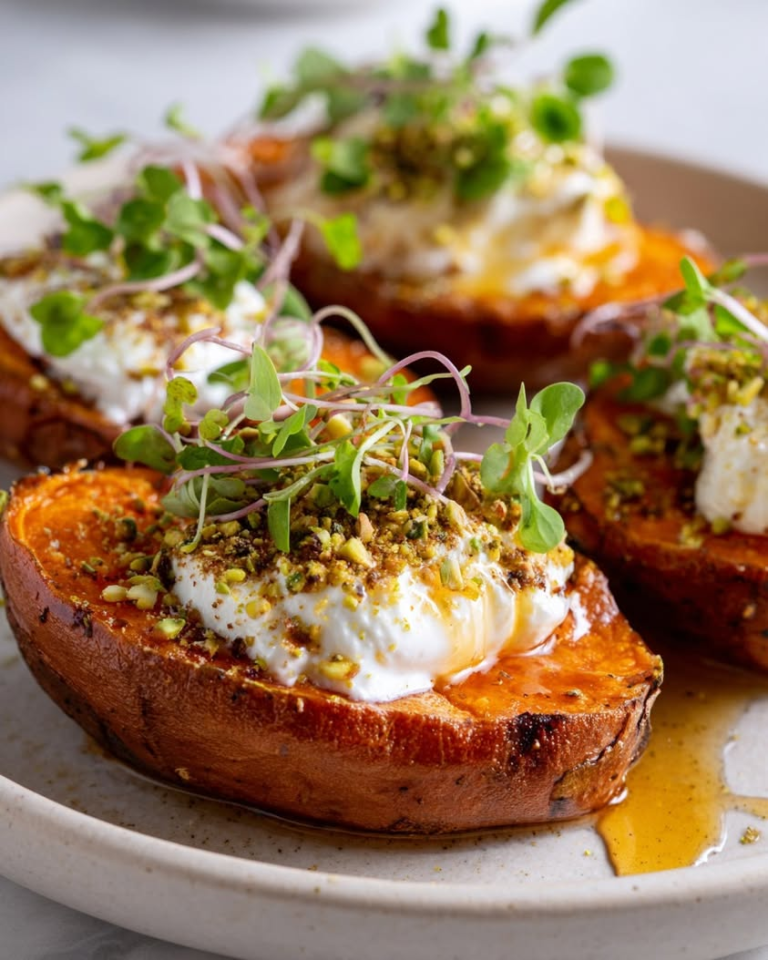 sweet potato burrata boats honey