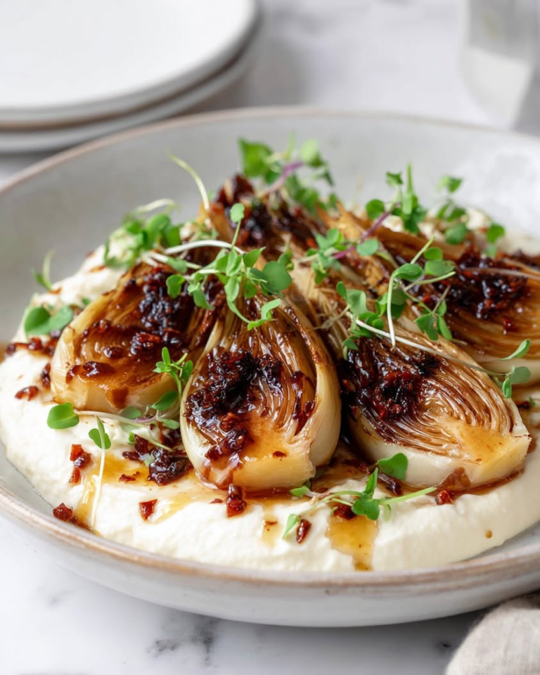 swicy caramelized endive whipped burrata