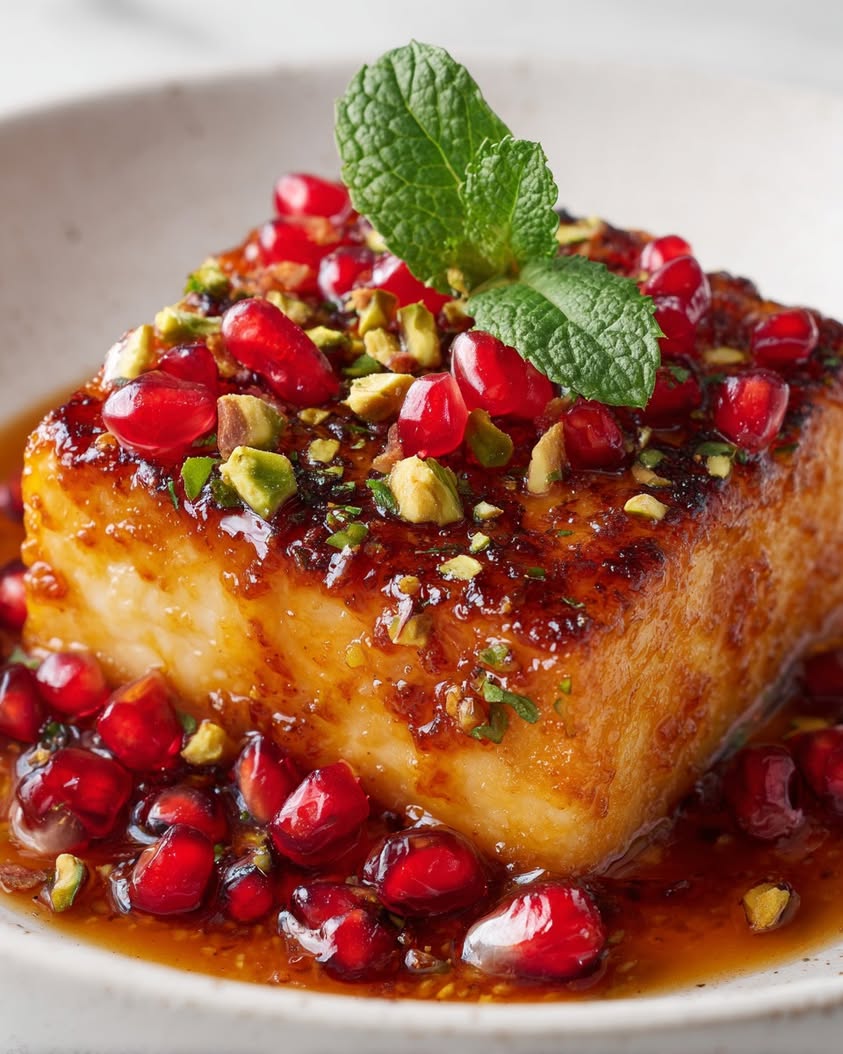 swicy caramelized feta pistachio pomegranate