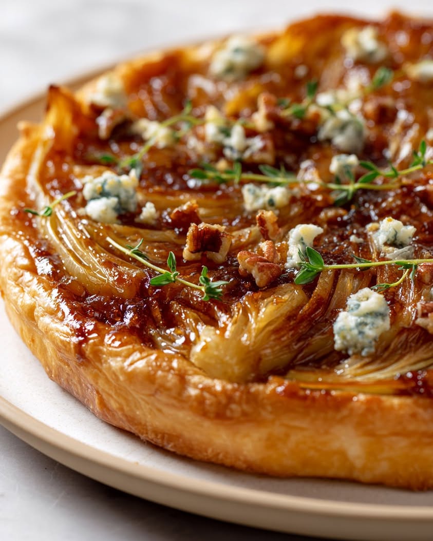 upside down endive blue cheese tart
