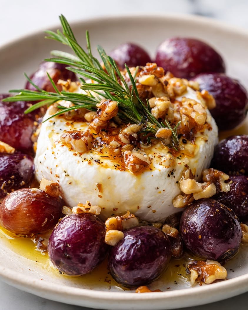 vineyard burrata roasted grapes rosemary