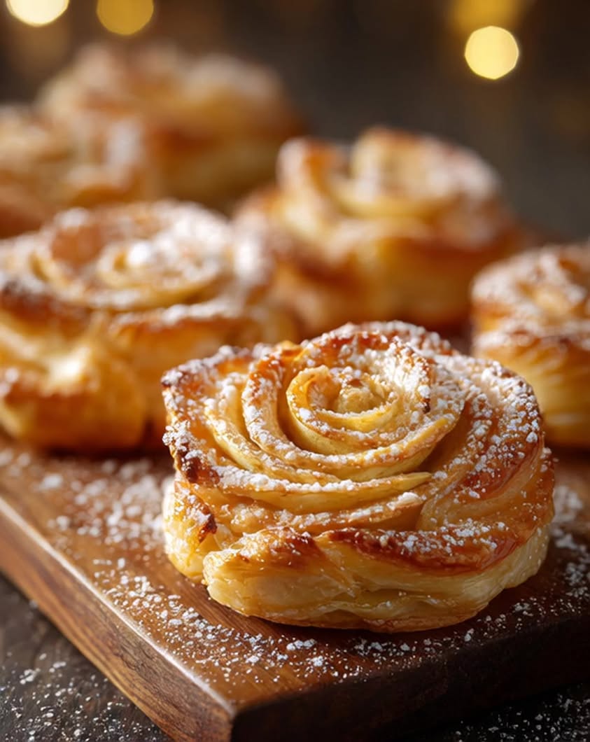 apple cinnamon puff pastry roses