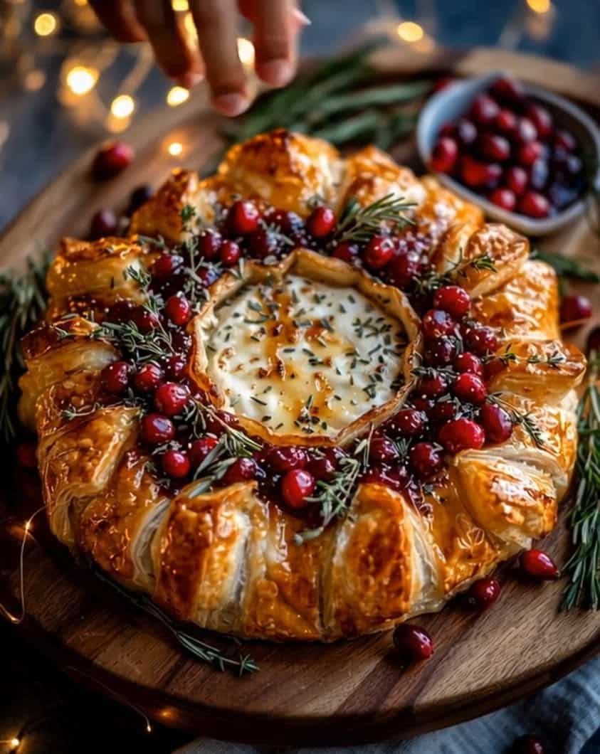 baked brie cranberry pastry crown