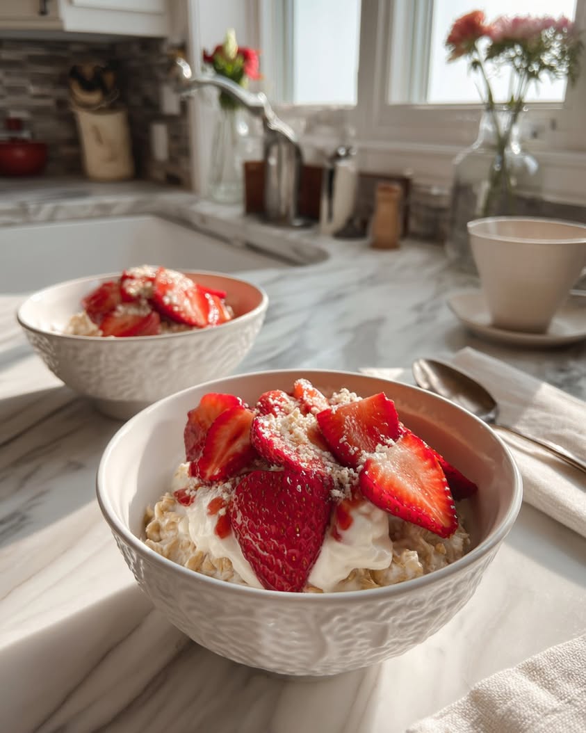 baked strawberry cottage cheese oatmeal
