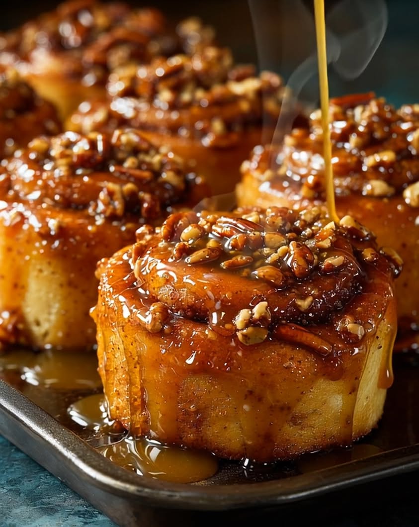 buttery caramel pecan cinnamon rolls