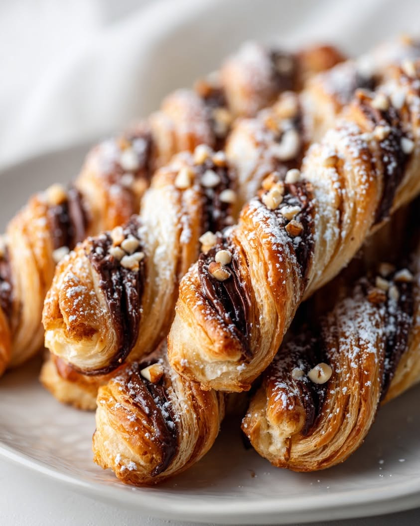 chocolate hazelnut puff pastry twists