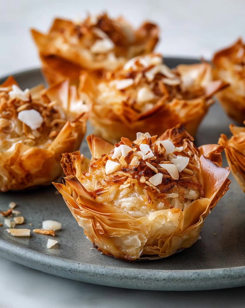 coconut almond baklava nests