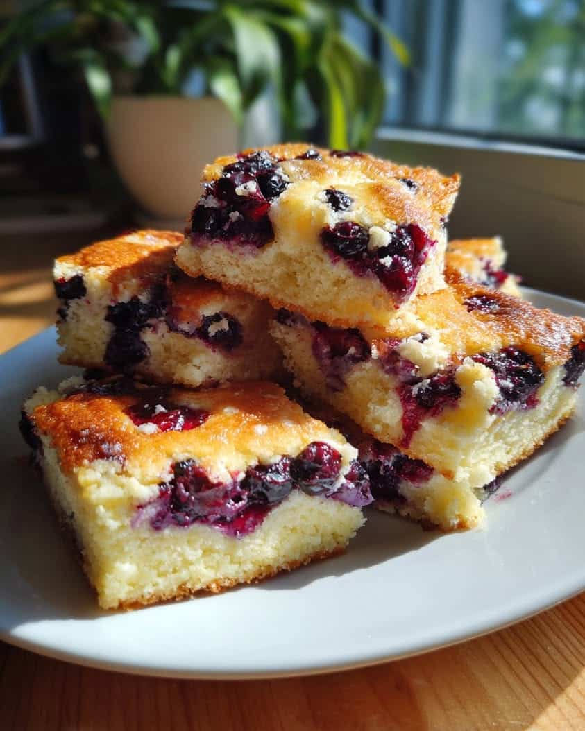 cottage cheese blueberry cake bars