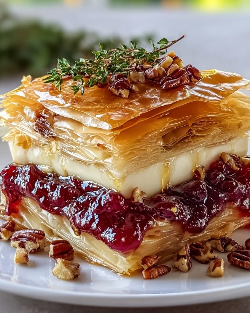 festive brie phyllo layers