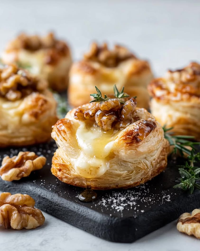 golden melt brie walnut pastry bites