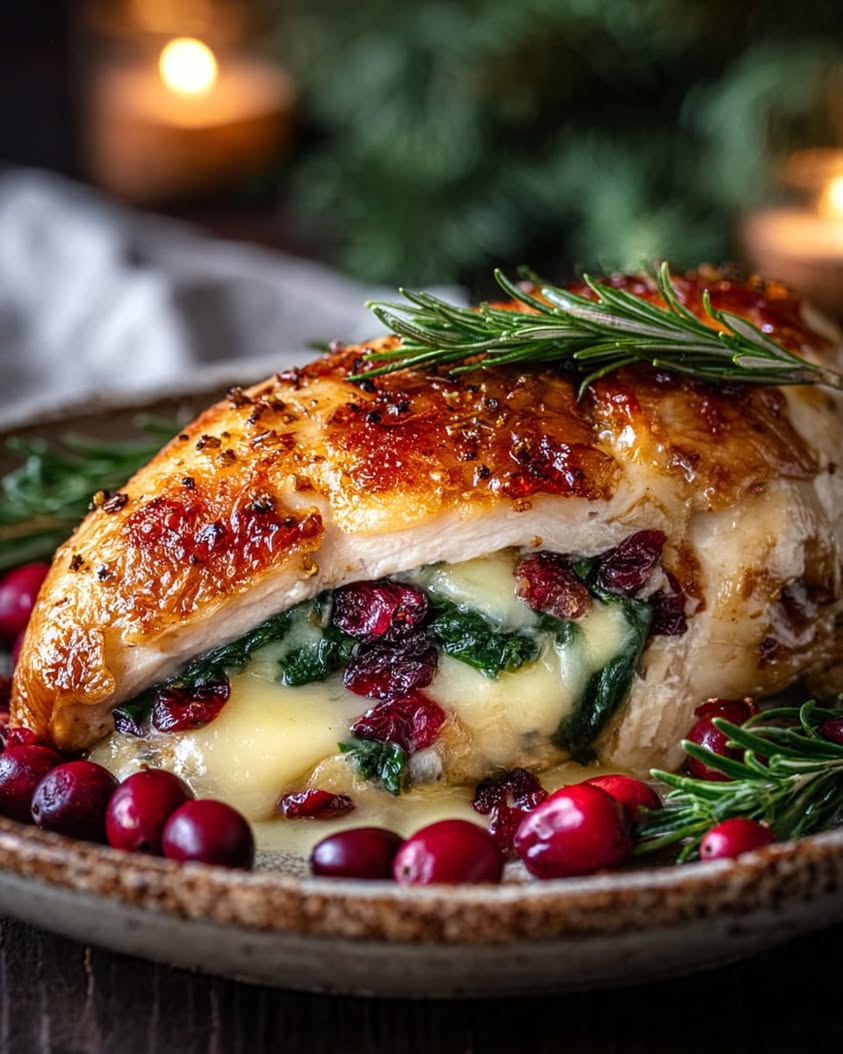 holiday brie stuffed chicken