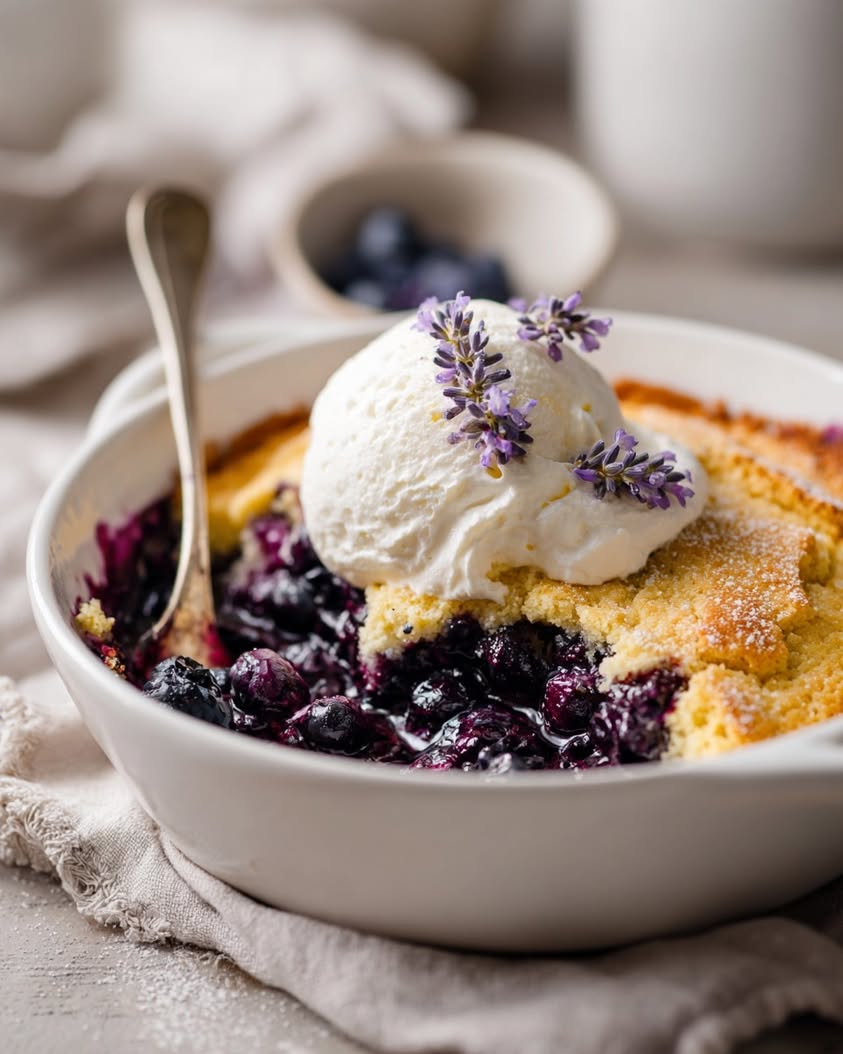 lemon blueberry magic cobbler